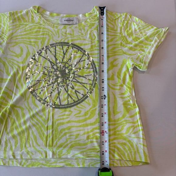 SOUL CYCLE Neon Yellow Women’s Cropped Athletic T-shirt with Logo Size Small - Picture 5 of 10